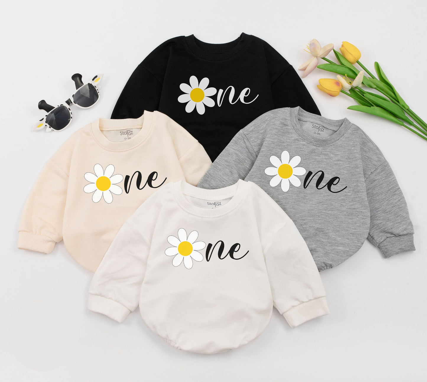 Groovy Daisy Romper First Birthday Outfit Baby Girl Boho Retro Party Clothes Toddler Wild One Cake Smash Gift
