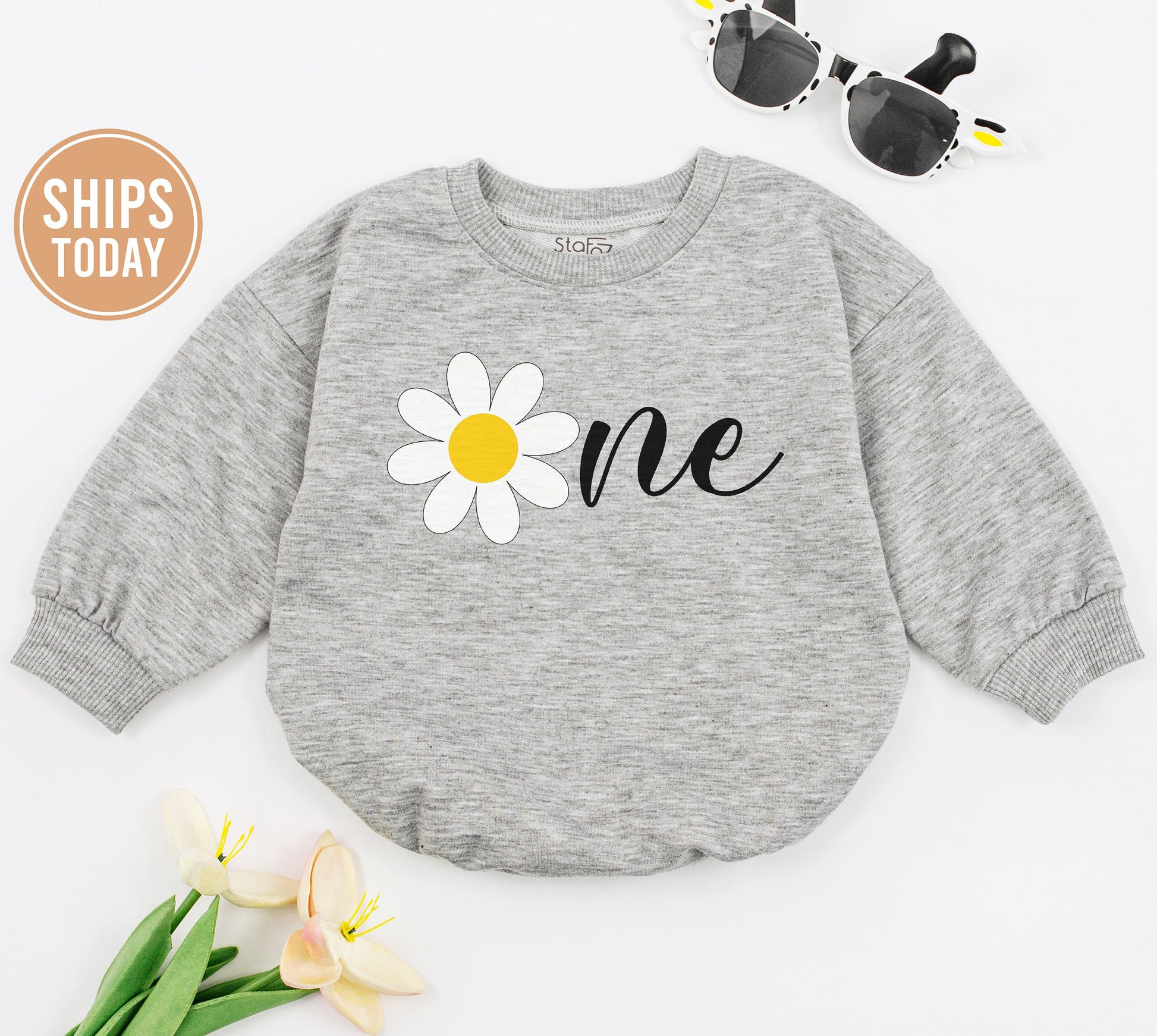 Groovy Daisy Romper First Birthday Outfit Baby Girl Boho Retro Party Clothes Toddler Wild One Cake Smash Gift