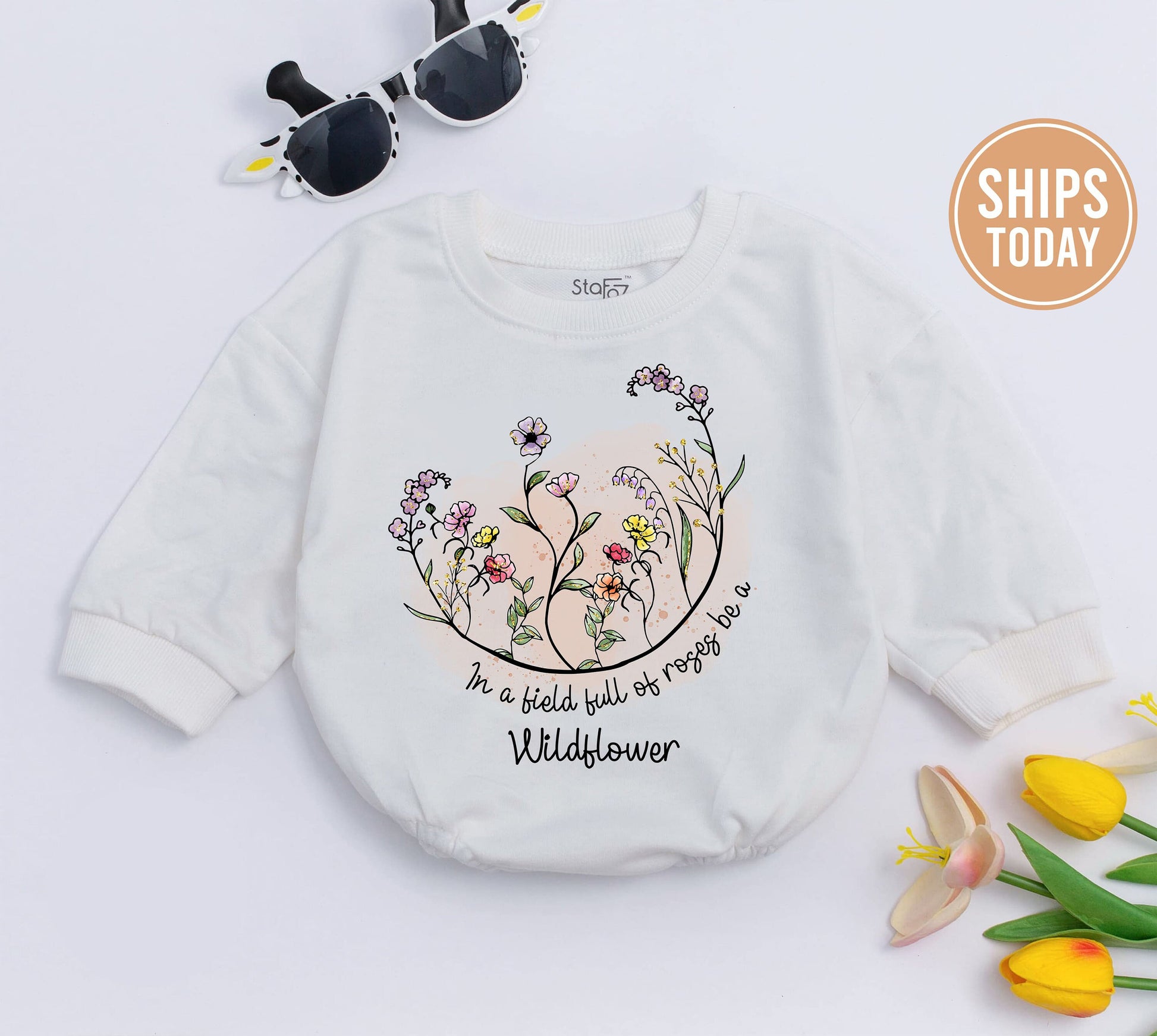 Wildflower Boho Baby Romper – Minimalist Cute Baby Clothes Gift