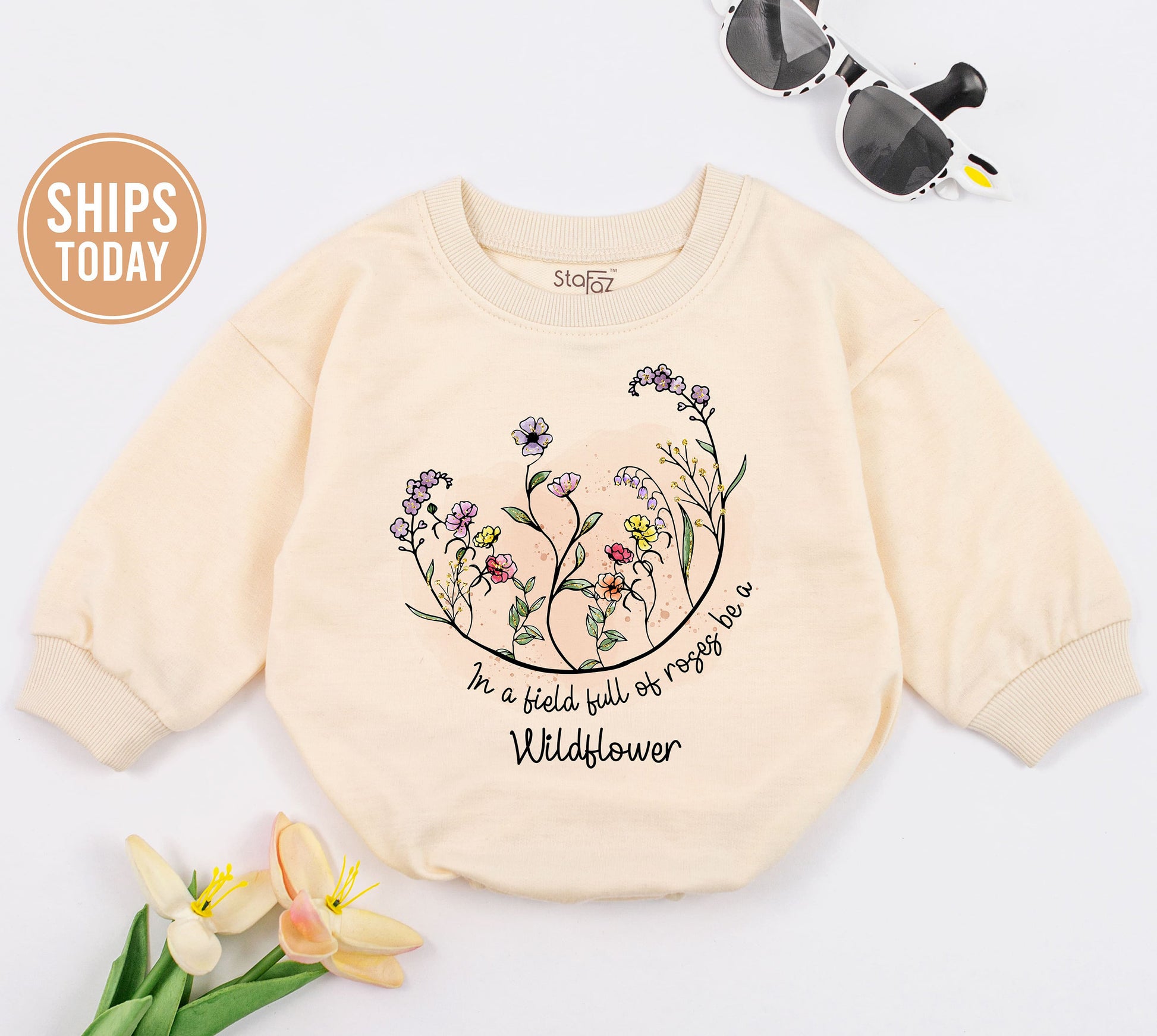 Wildflower Boho Baby Romper – Minimalist Cute Baby Clothes Gift