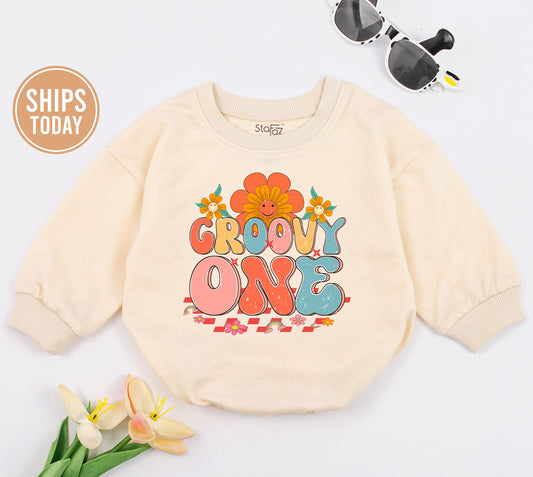 Retro Groovy Birthday Romper - 1st Birthday Outfit for Girls