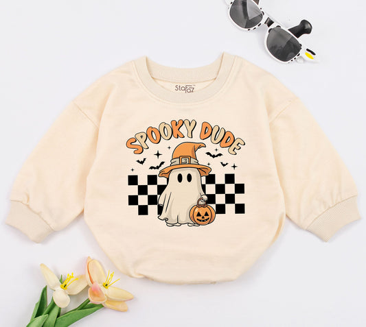 Spooky Dude Halloween Romper Baby Outfit Vintage Design, Retro Pumpkin Bodysuit, First Halloween Clothes Gift, Fall Baby Boy, Newborn Costume