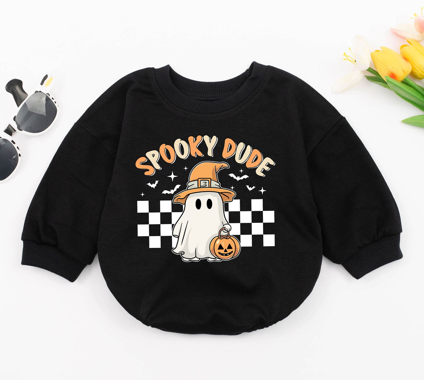 Spooky Dude Halloween Romper Baby Outfit Vintage Design, Retro Pumpkin Bodysuit, First Halloween Clothes Gift, Fall Baby Boy, Newborn Costume