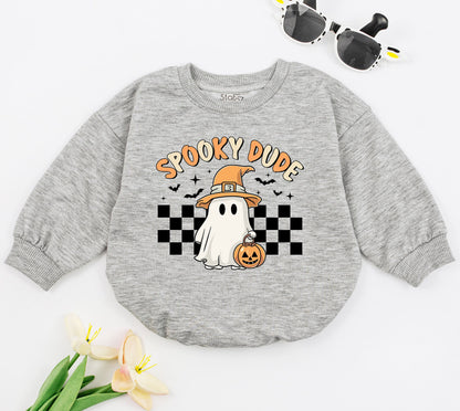 Spooky Dude Halloween Romper Baby Outfit Vintage Design, Retro Pumpkin Bodysuit, First Halloween Clothes Gift, Fall Baby Boy, Newborn Costume