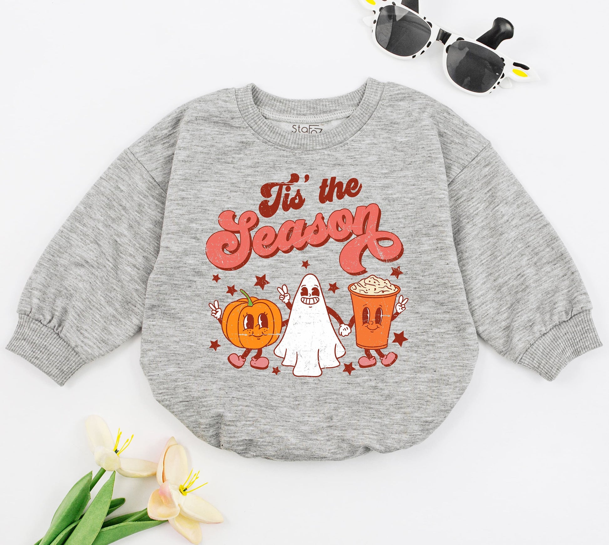 Retro Boho Pumpkin Thanksgiving Baby Romper Tis the Season Fall Bodysuit Cute Infant Tee First Halloween Gift