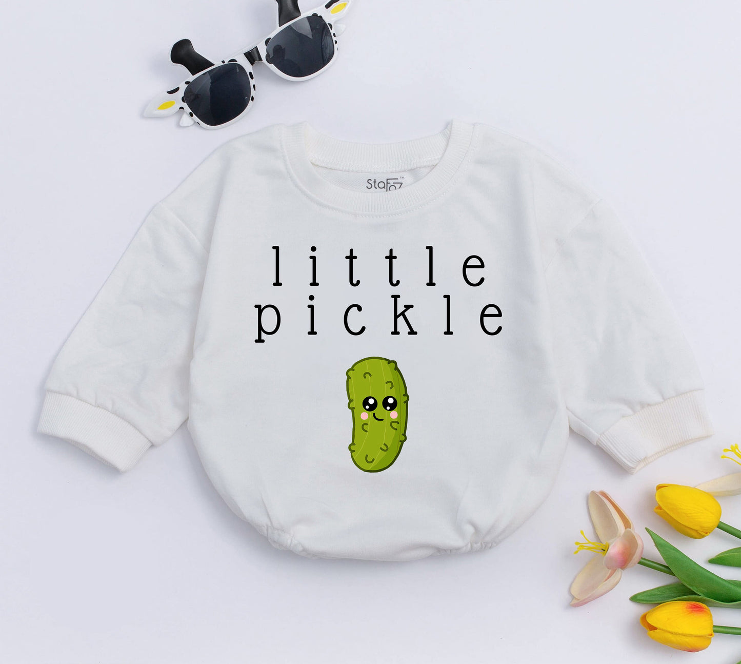 Pickle Baby Romper, Cute Vegan Bodysuit, Funny Vegetable Outfit