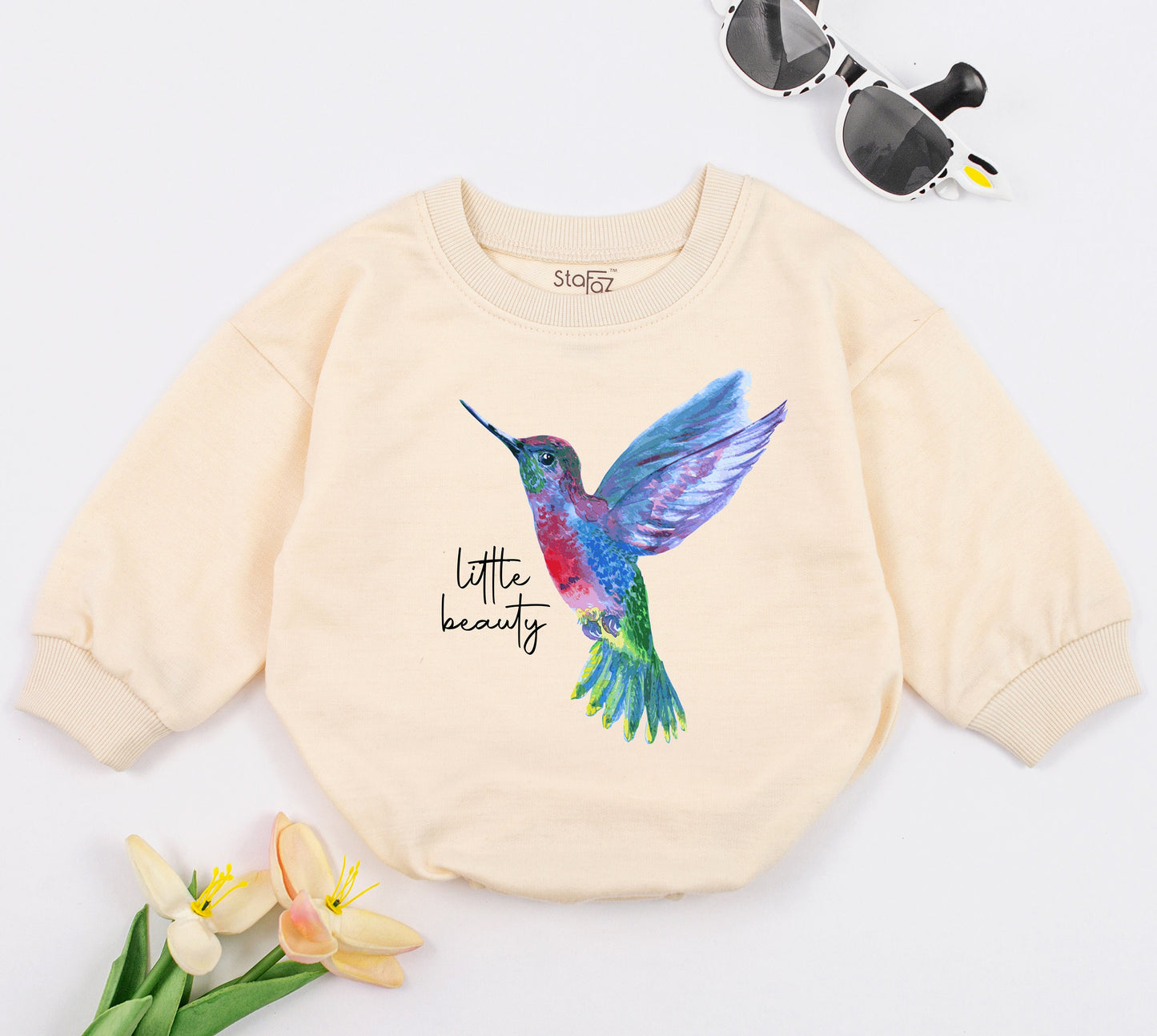 Hummingbird Baby Romper - Hipster Animal Outfit, Perfect Baby Gift