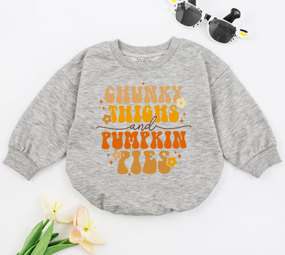 Chunky Thighs, Pumpkin Pies Romper - Fall Thanksgiving Baby Outfit