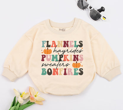 Fall Romper with Pumpkins & Flannels – Perfect Baby Shower Gift