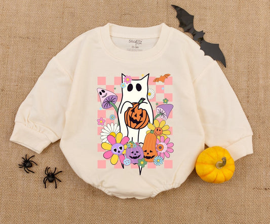 Ghostly Cat Baby Romper - First Halloween Outfit - Spooky Vibes