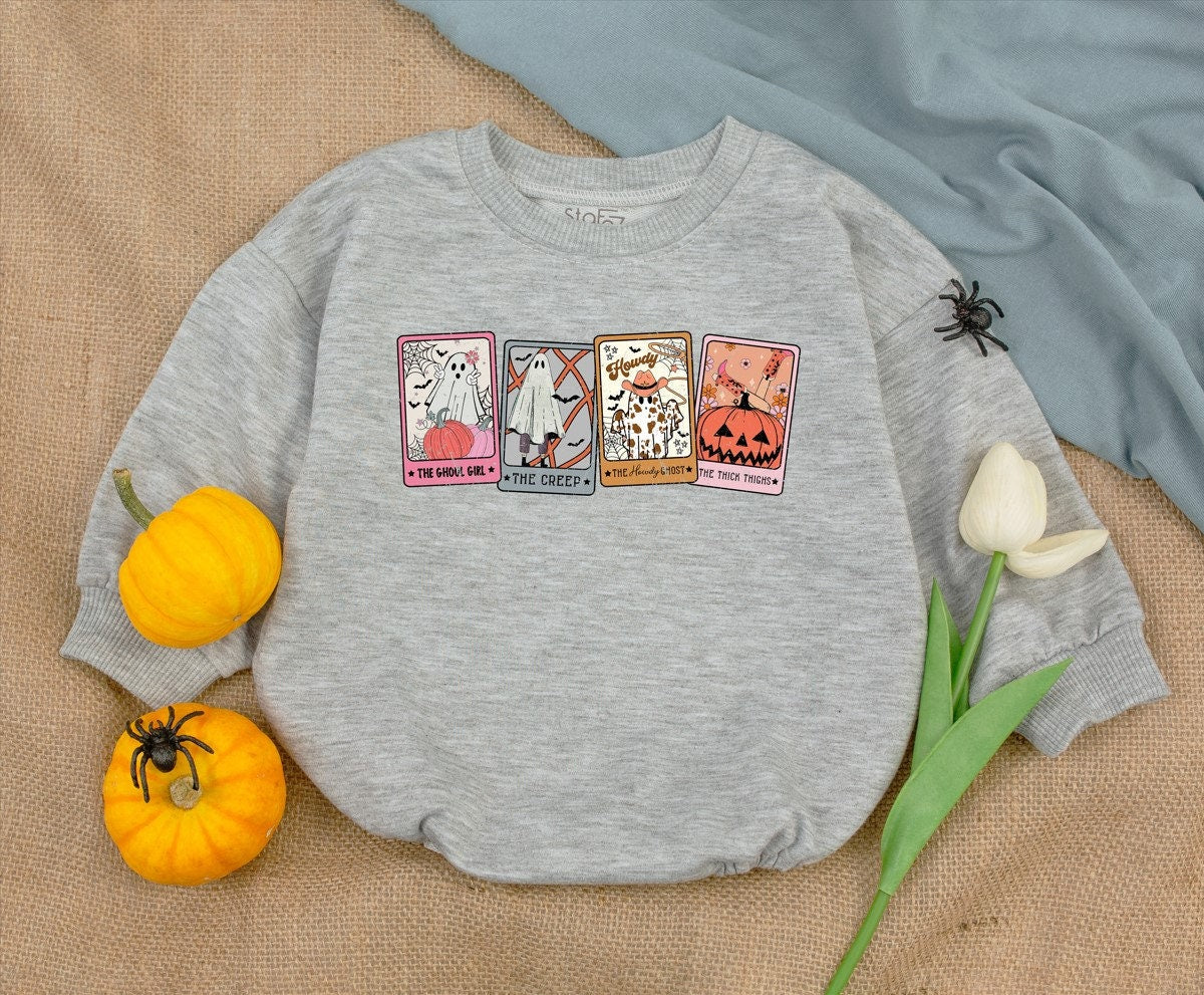 Halloween Ghost Tarot Baby Romper - First Halloween Outfit 