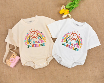 Groovy Sunshine Boho Baby Romper – Vintage Hippie Bubble Outfit