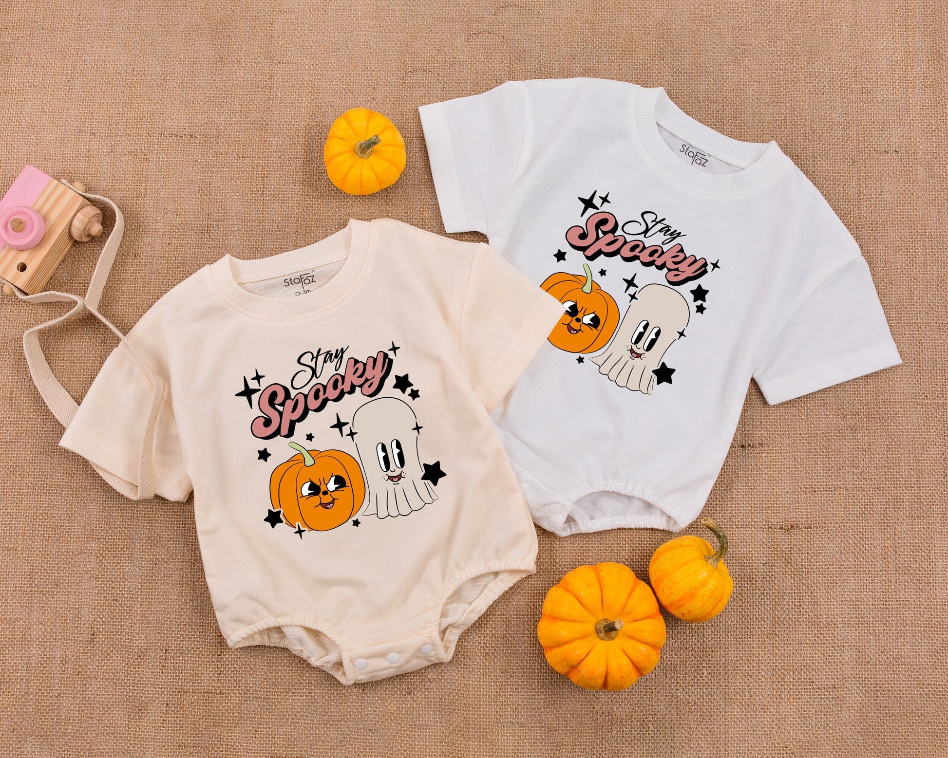 Retro Halloween Bodysuit - Cute Ghost Bubble Romper for Babies