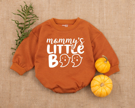 Mommy's Little Boo Bubble Romper Retro Halloween Baby Bodysuit Cute Fall Ghost Outfit Spooky Babe Apparel