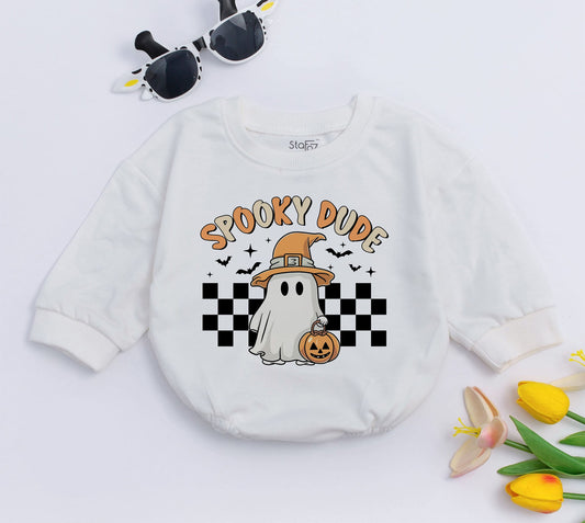 Spooky Dude Halloween Romper Baby Outfit Vintage Design, Retro Pumpkin Bodysuit, First Halloween Clothes Gift, Fall Baby Boy, Newborn Costume