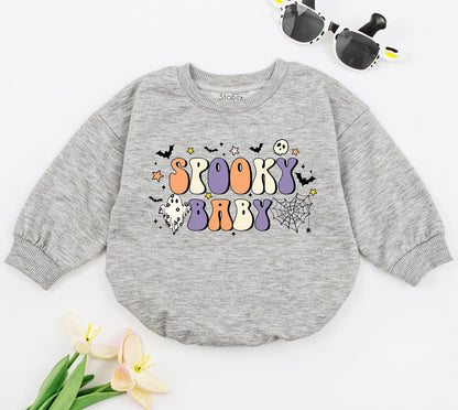 Spooky Baby Romper Retro Halloween Bodysuit for Baby Girl or Boy First Halloween Outfit Ghost Design Fall Season Gift 1st Halloween