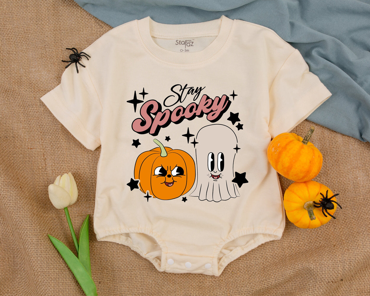 Retro Halloween Bodysuit - Cute Ghost Bubble Romper for Babies