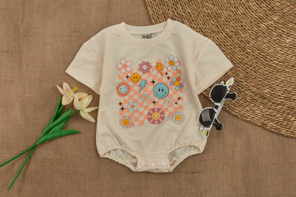 Retro Smile Baby Romper – Vintage Boho Outfit for Girls & Boys  