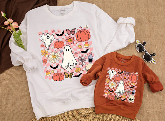 Vintage Toddler Ghost Sweatshirt – Cute Halloween Sweater for Kids