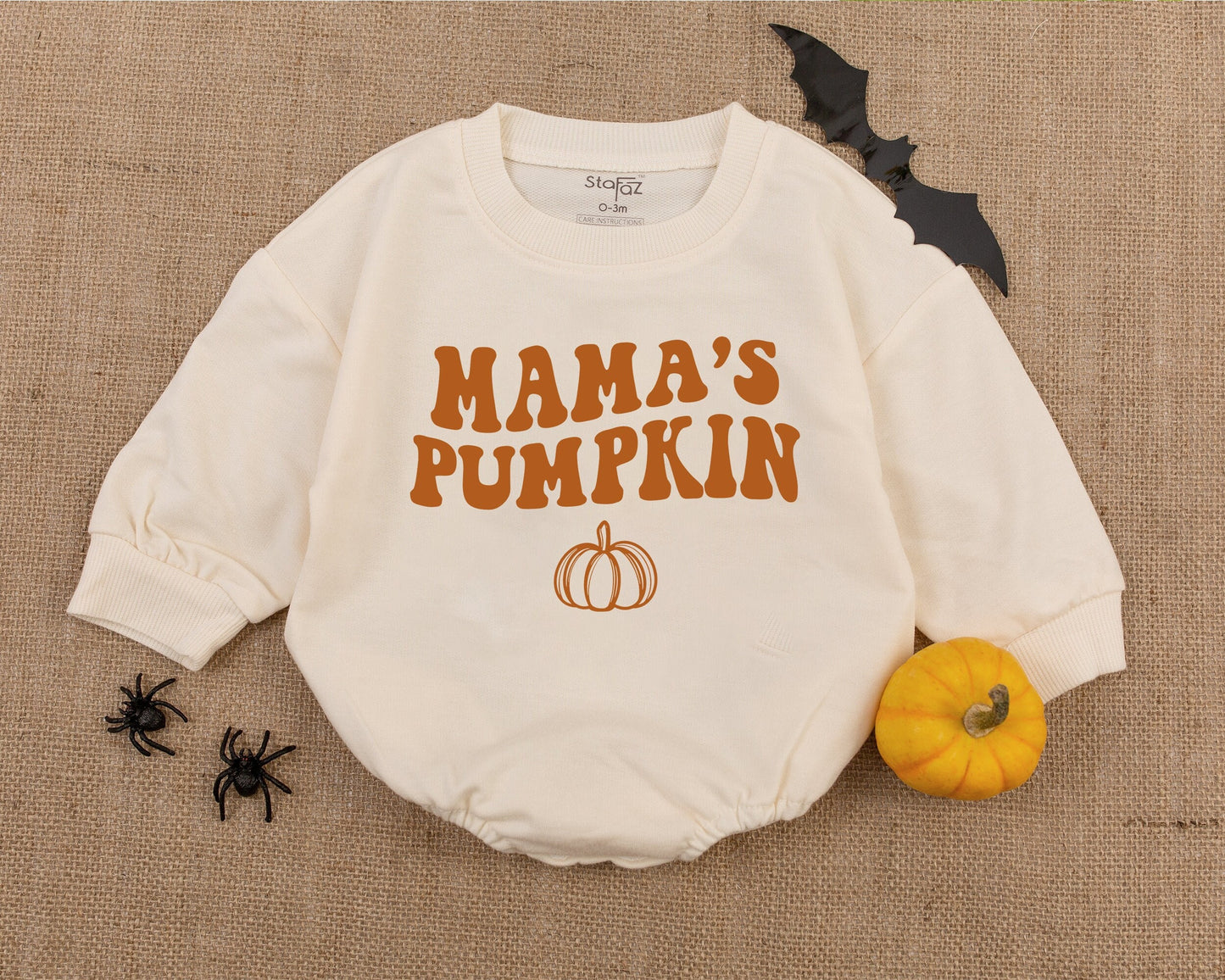 Mama's Pumpkin Retro Halloween Baby Romper Vintage Fall Newborn Outfit Cute First Halloween Shower Gift Playful Orange Bodysuit