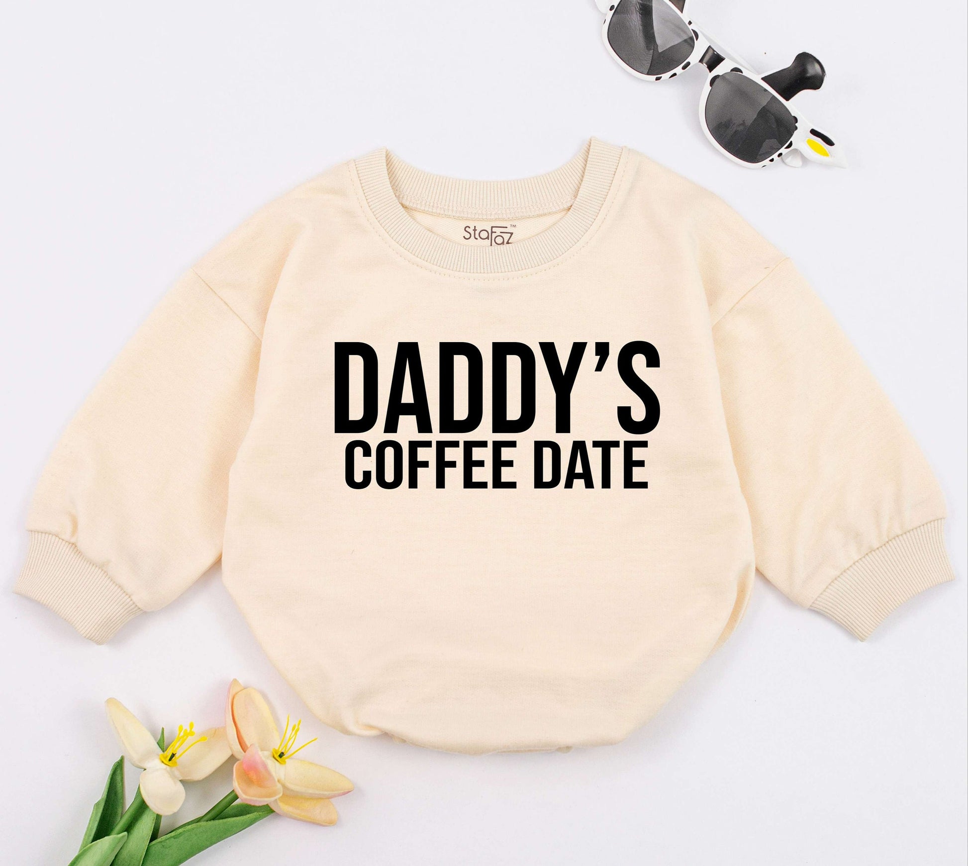 Daddy's Coffee Date Baby Romper Daddy's Girl Outfit Newborn Girl Clothes First Father's Day Gift Love Cotton Comfortable Cute Celebration Apparel