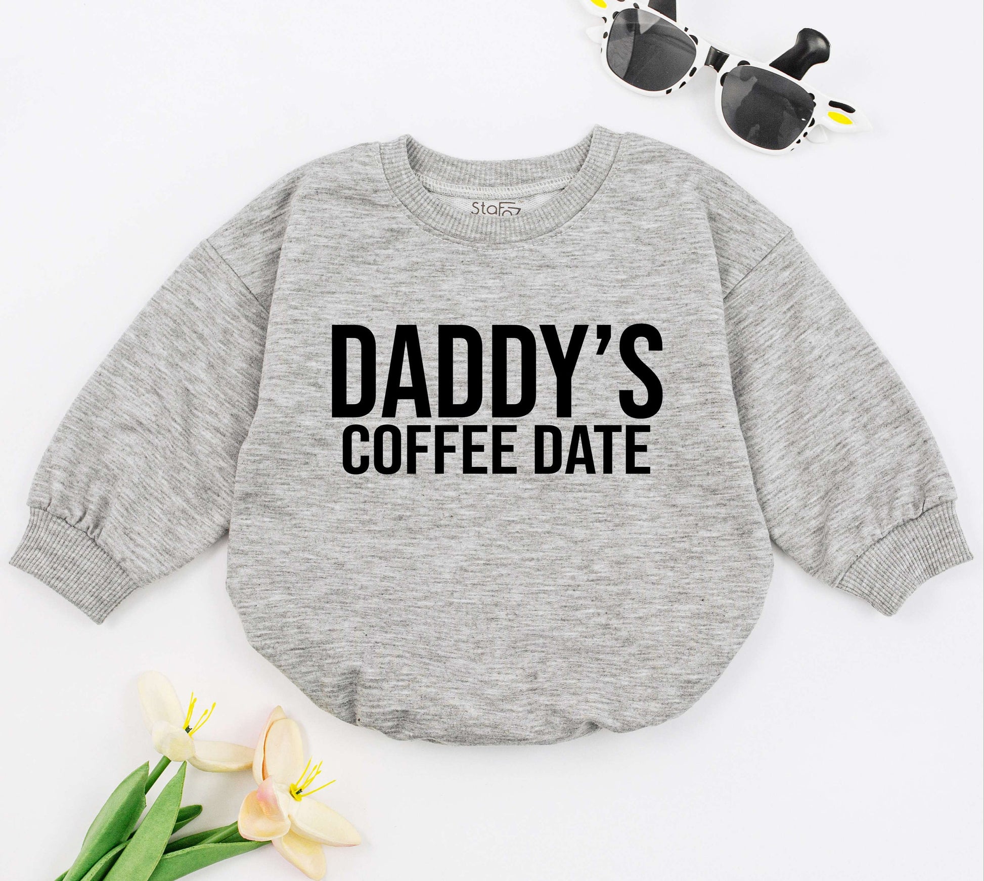 Daddy's Coffee Date Baby Romper Daddy's Girl Outfit Newborn Girl Clothes First Father's Day Gift Love Cotton Comfortable Cute Celebration Apparel