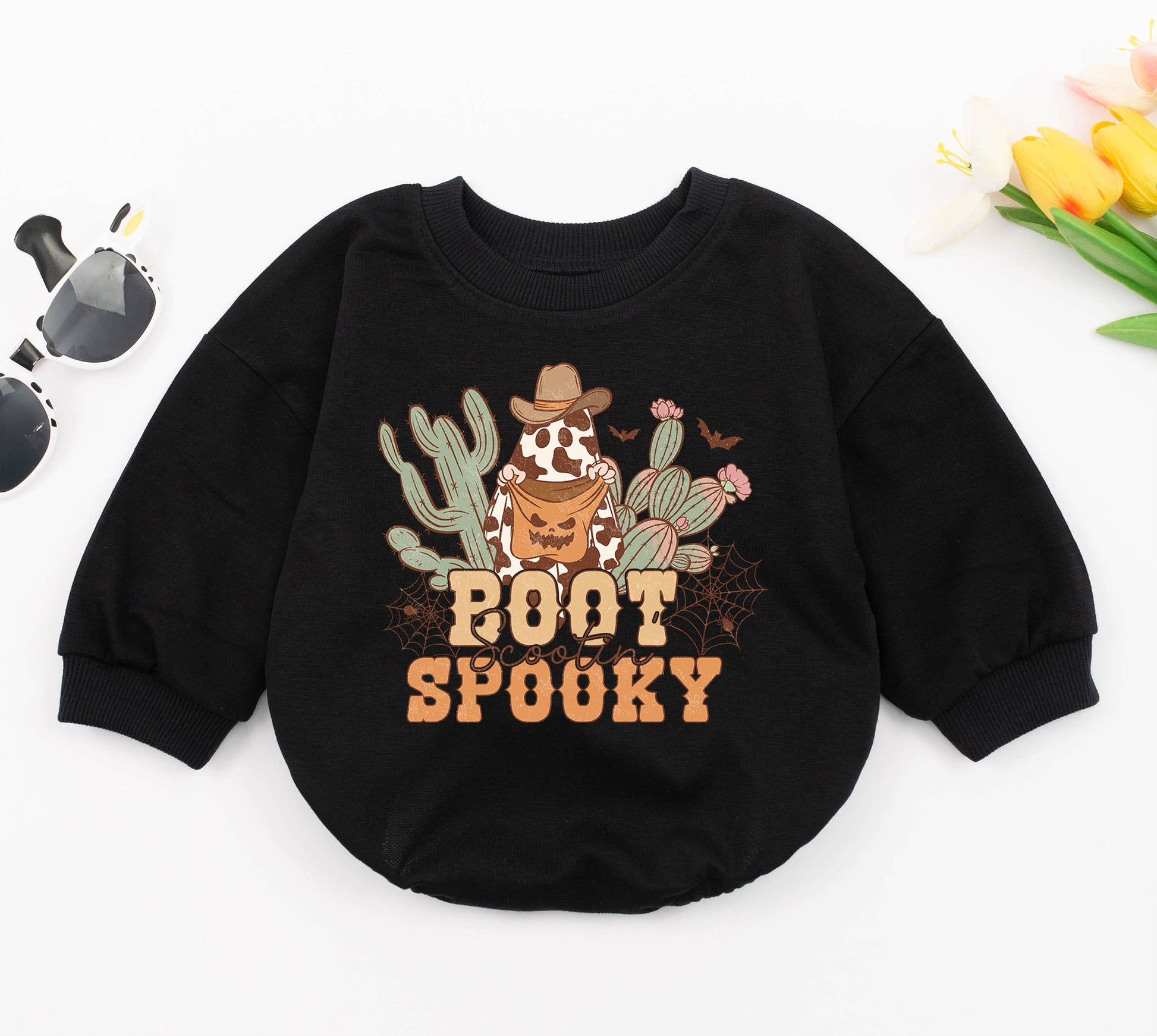 Spooky Western Baby Romper: Halloween Cowboy Costume for Newborns