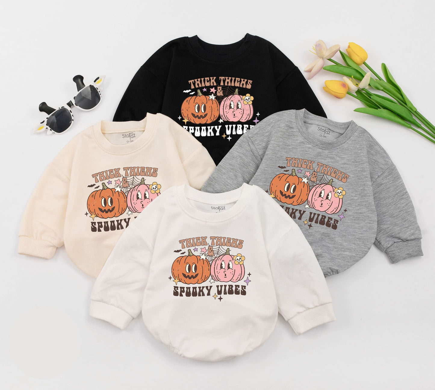 Retro Baby Romper with Spooky Vibes for Halloween Fun