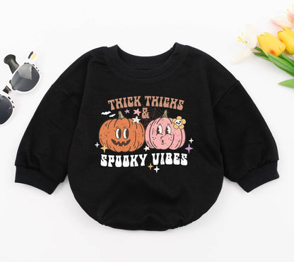 Retro Baby Romper with Spooky Vibes for Halloween Fun