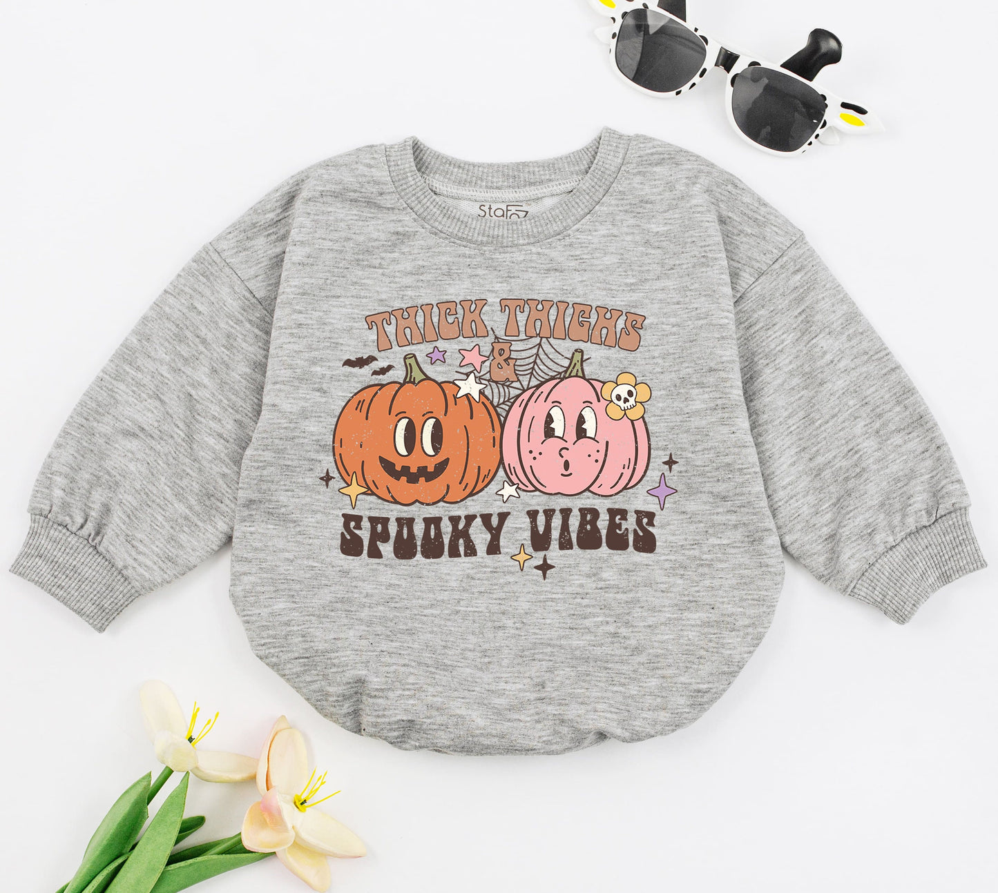 Retro Baby Romper with Spooky Vibes for Halloween Fun