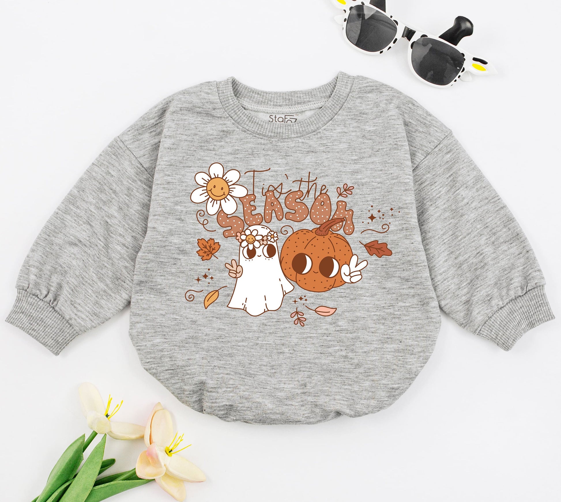 Retro Fall Baby Romper & Bodysuit "Pumpkin Boo Dance" "Tis the Season" Cute Disco Halloween Infant Clothes