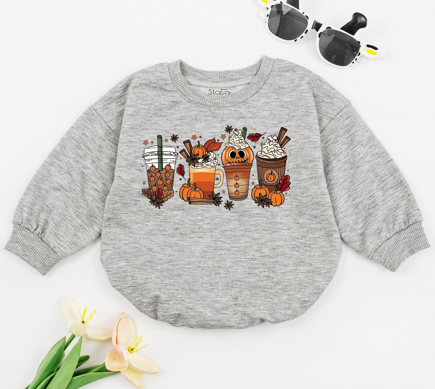 Pumpkin Spice Fall Baby Romper – First Thanksgiving Outfit