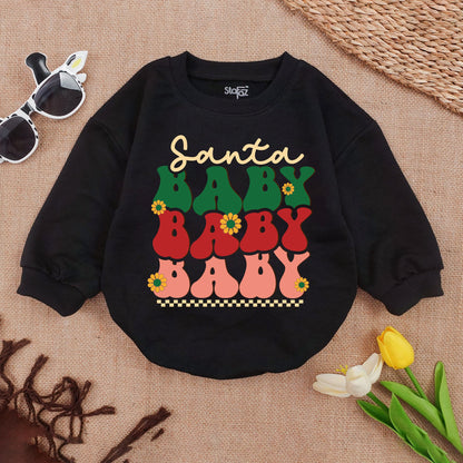 Retro Santa Baby Romper - First Christmas Outfit & Photoshoot Ready