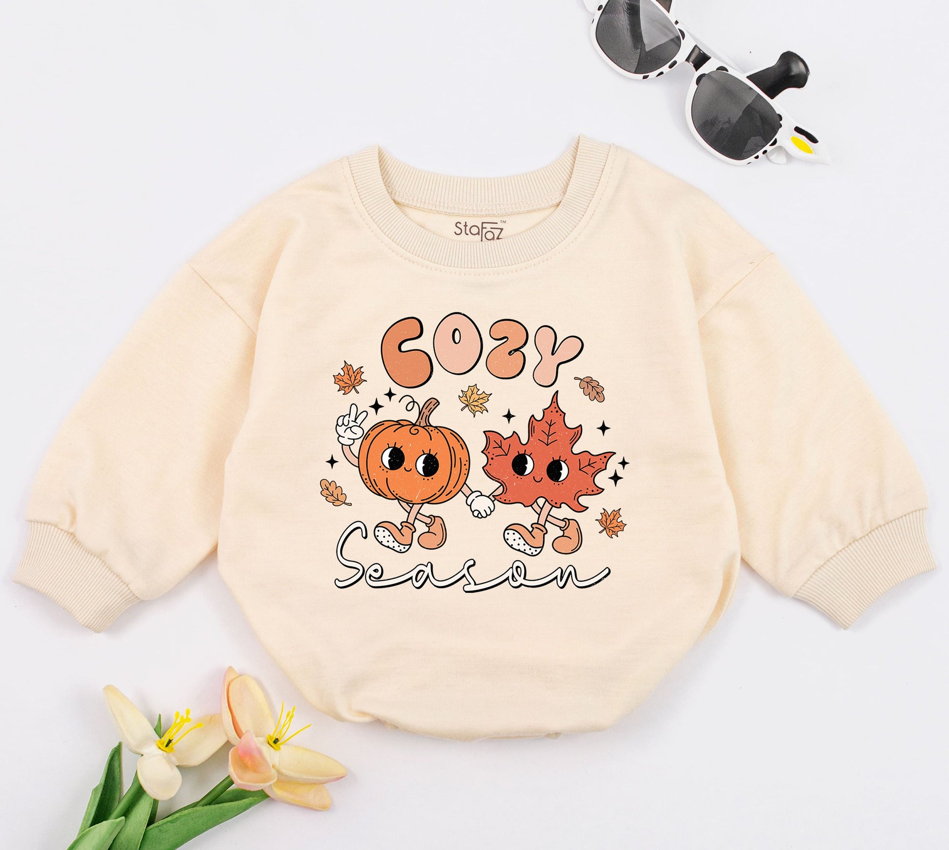 Cute Pumpkin Coffee Baby Bubble Romper for First Thanksgiving Fall Outfits Adorable Baby Clothes with Pumpkin Spice and Coffee Designs