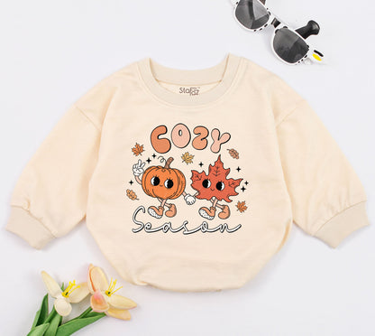 Cute Pumpkin Coffee Baby Bubble Romper for First Thanksgiving Fall Outfits Adorable Baby Clothes with Pumpkin Spice and Coffee Designs