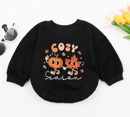 Cute Pumpkin Coffee Baby Bubble Romper for First Thanksgiving Fall Outfits Adorable Baby Clothes with Pumpkin Spice and Coffee Designs