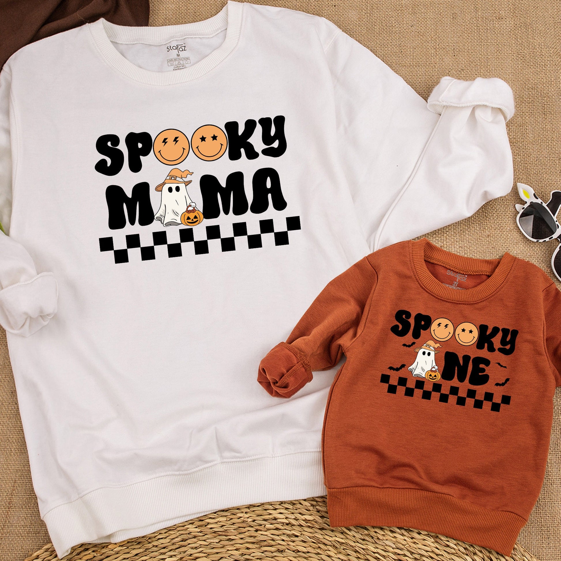 Spooky One Halloween Birthday Outfit for Baby Boy or Girl - Matching Family Sweater, Pumpkin Romper, Boo Ghost Design