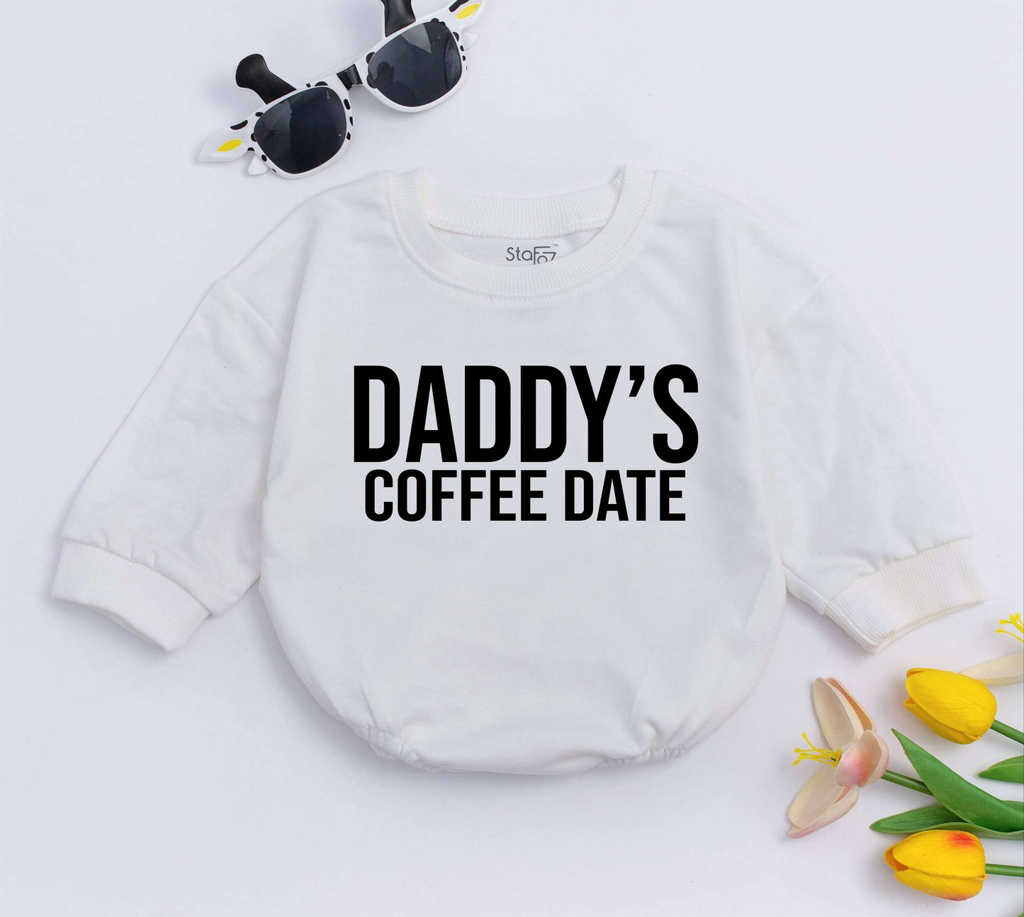 Daddy's Coffee Date Baby Romper Daddy's Girl Outfit Newborn Girl Clothes First Father's Day Gift Love Cotton Comfortable Cute Celebration Apparel