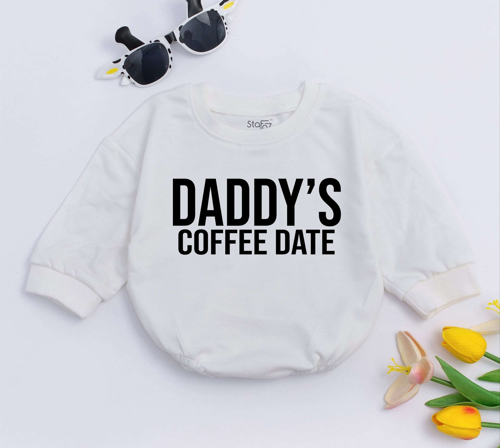 Daddy's Coffee Date Baby Romper Daddy's Girl Outfit Newborn Girl Clothes First Father's Day Gift Love Cotton Comfortable Cute Celebration Apparel