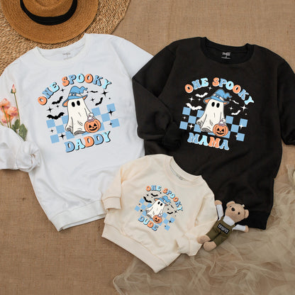 One Spooky Dude Halloween Birthday Sweater for Baby Boy Girl Toddler First Birthday Pumpkin Spooky Mama Dada Matching Family Fall Casual