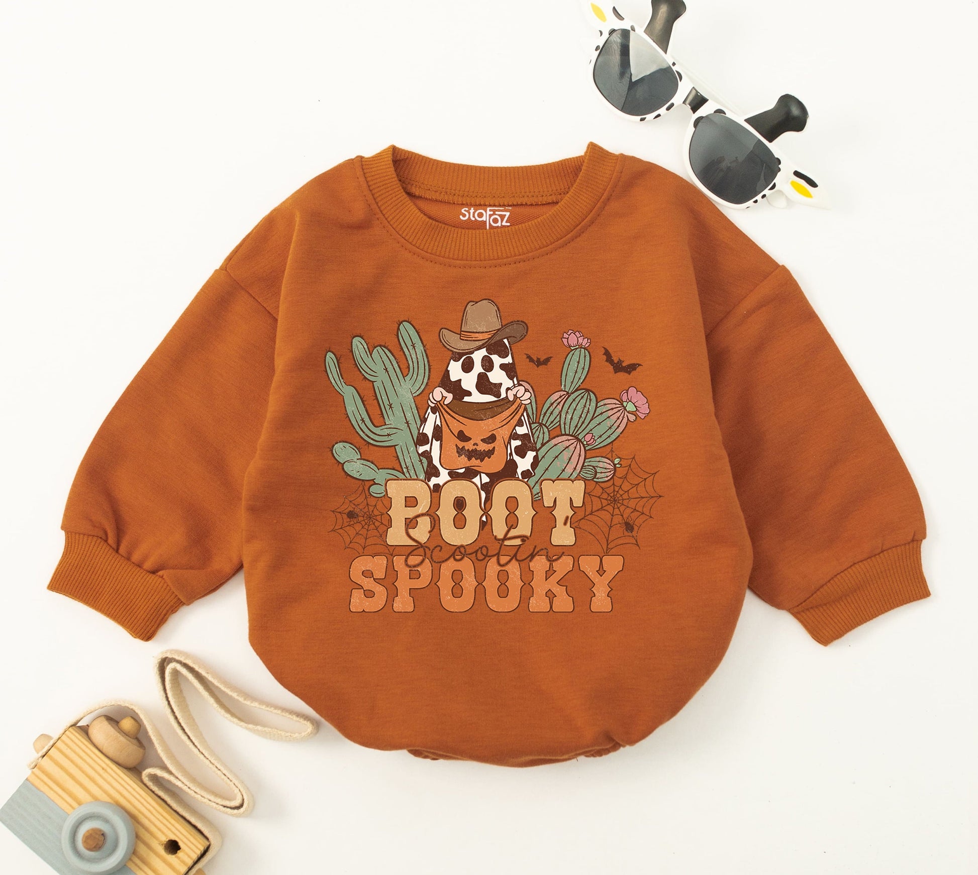 Spooky Western Baby Romper: Halloween Cowboy Costume for Newborns