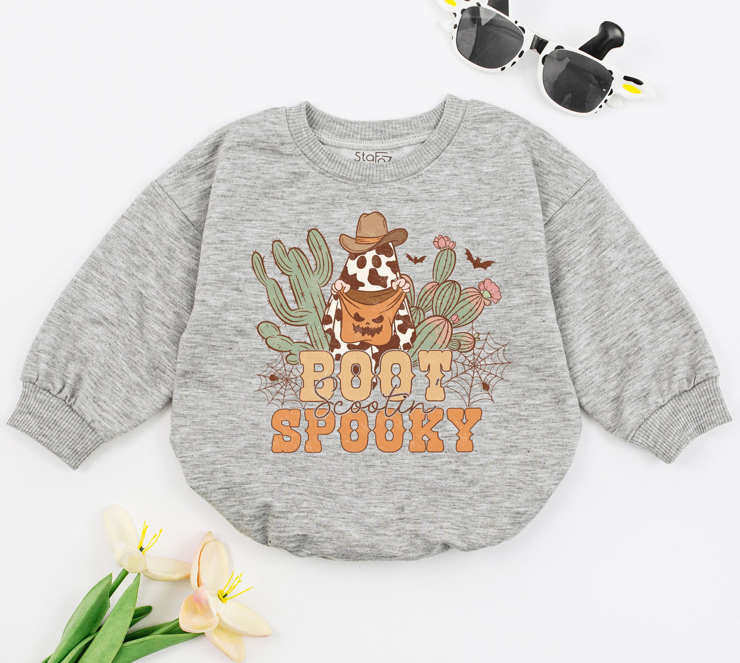 Spooky Western Baby Romper: Halloween Cowboy Costume for Newborns