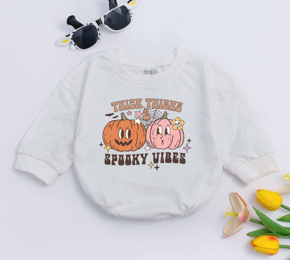 Retro Baby Romper with Spooky Vibes for Halloween Fun