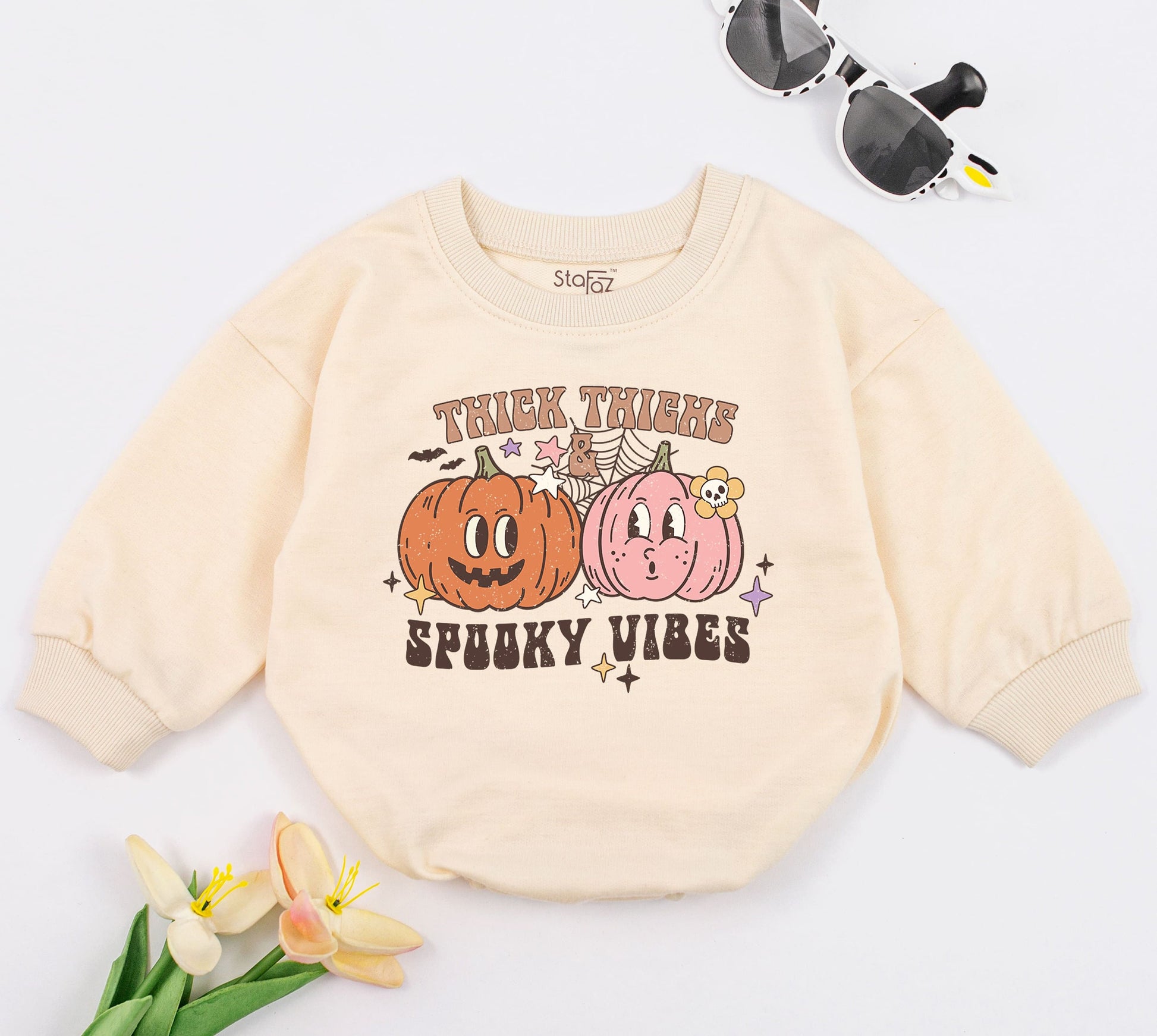 Retro Baby Romper with Spooky Vibes for Halloween Fun