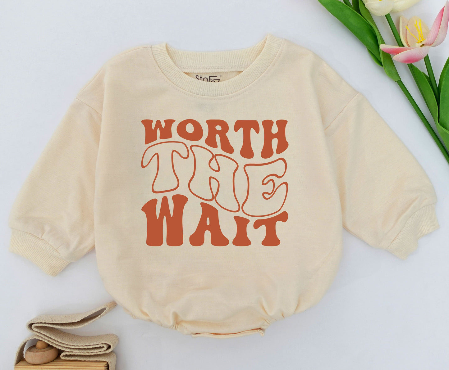 Worth the Wait Baby Romper: IVF, Adoption, Gender Reveal Gift