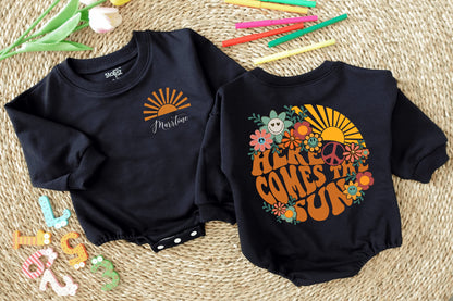 Cute Hey Boo Ghost Baby Romper Halloween Outfit for Newborns and Infants, perfect for first Halloween, fall baby shower, cute spooky ghost clothes.
