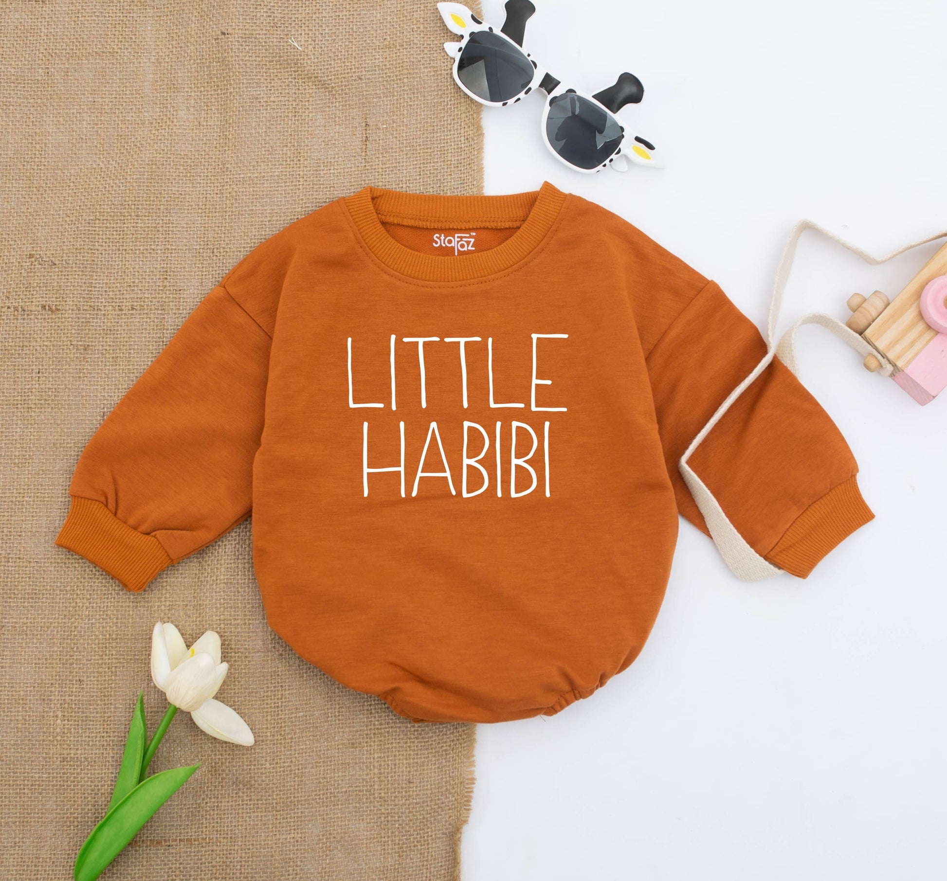 Beige Sun Romper Unisex Organic Cotton Oversize Long Sleeve Baby Romper Here Comes The Sun Retro