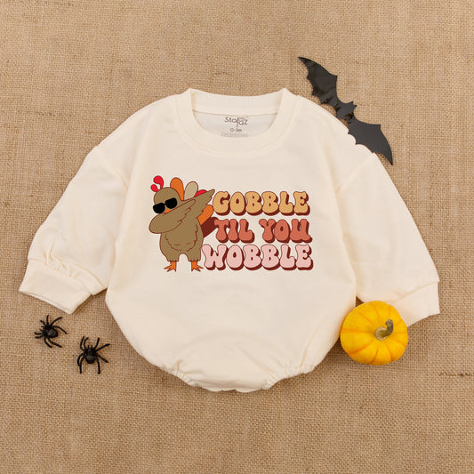 First Thanksgiving Baby Romper Dabbing Turkey Sunglasses Gobble Til You Wobble Fall Bodysuit Playful Newborn Infant Toddler Outfit
