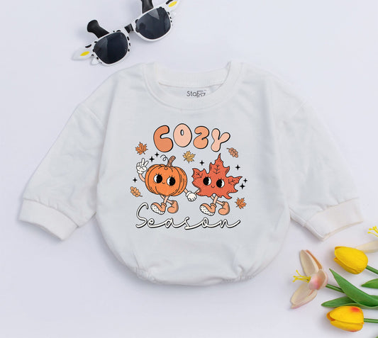 Cute Pumpkin Coffee Baby Bubble Romper for First Thanksgiving Fall Outfits Adorable Baby Clothes with Pumpkin Spice and Coffee Designs