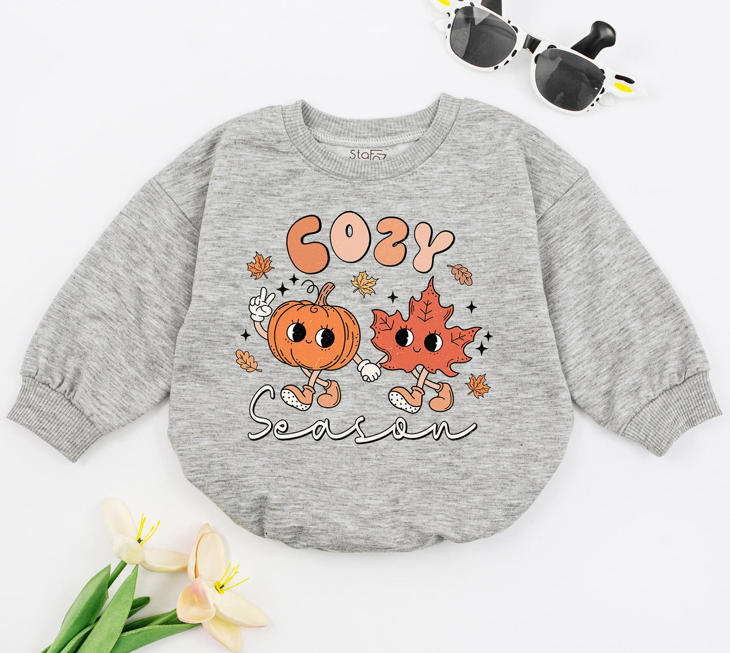 Cute Pumpkin Coffee Baby Bubble Romper for First Thanksgiving Fall Outfits Adorable Baby Clothes with Pumpkin Spice and Coffee Designs
